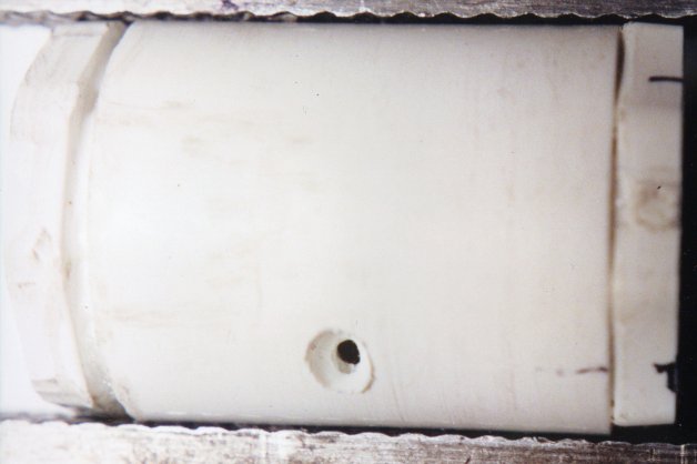 Input hole showing countersink for sweeper nozzle